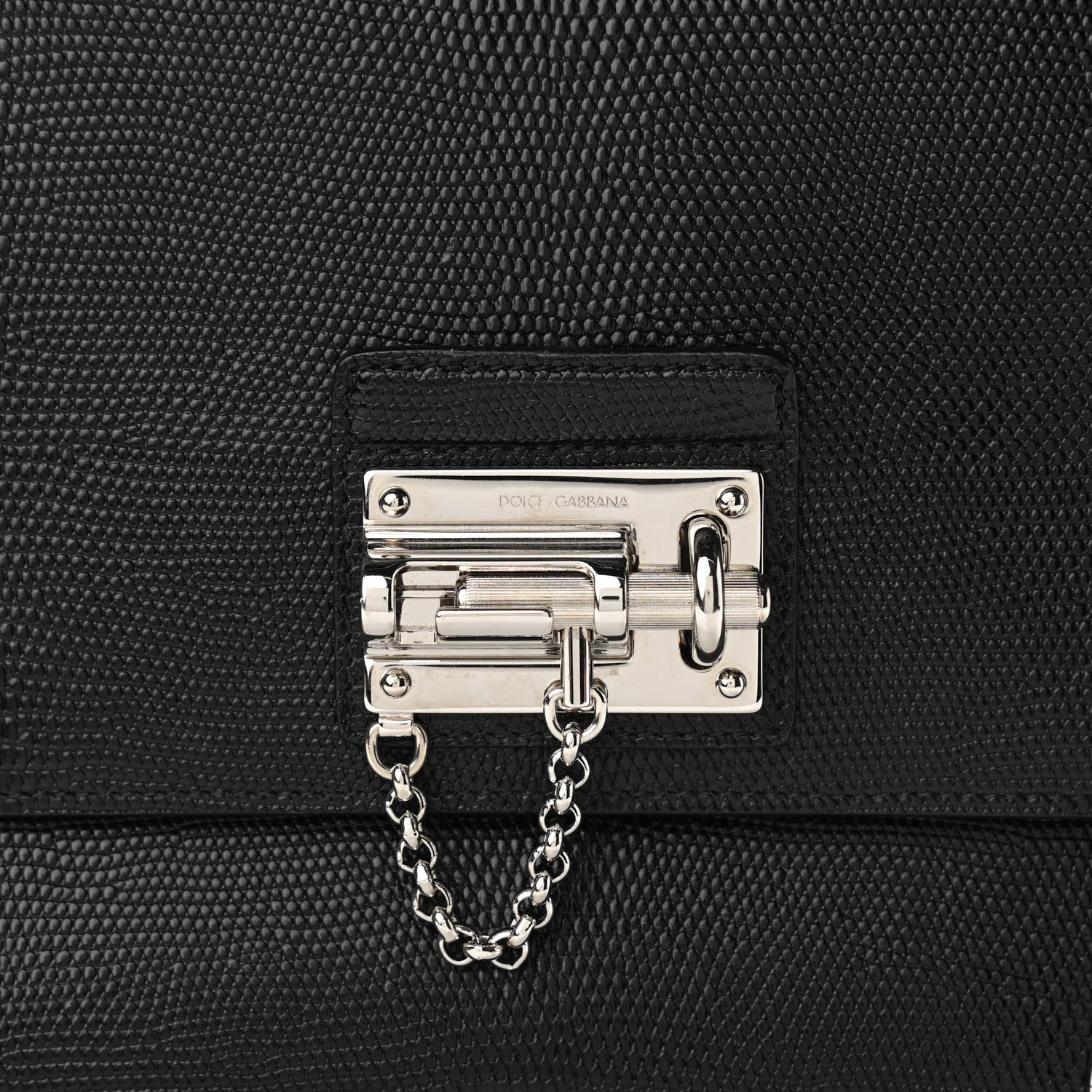 Dolce & Gabbana Lizard Calfskin Embossed Medium Monica Top Handle Bag Black 7 of 13