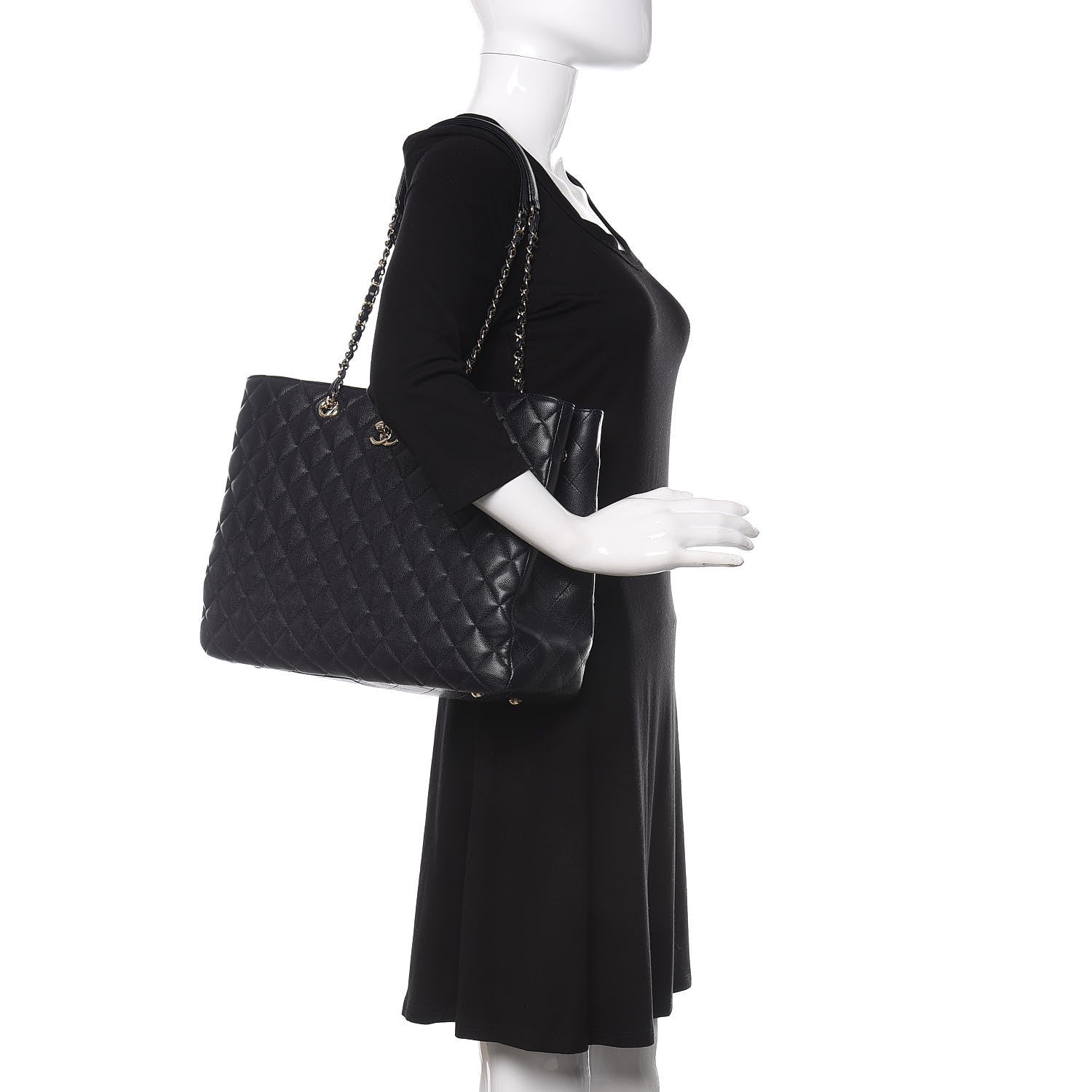 Chanel Caviar Quilted Large CC Shopping Tote Navy 2 of 10