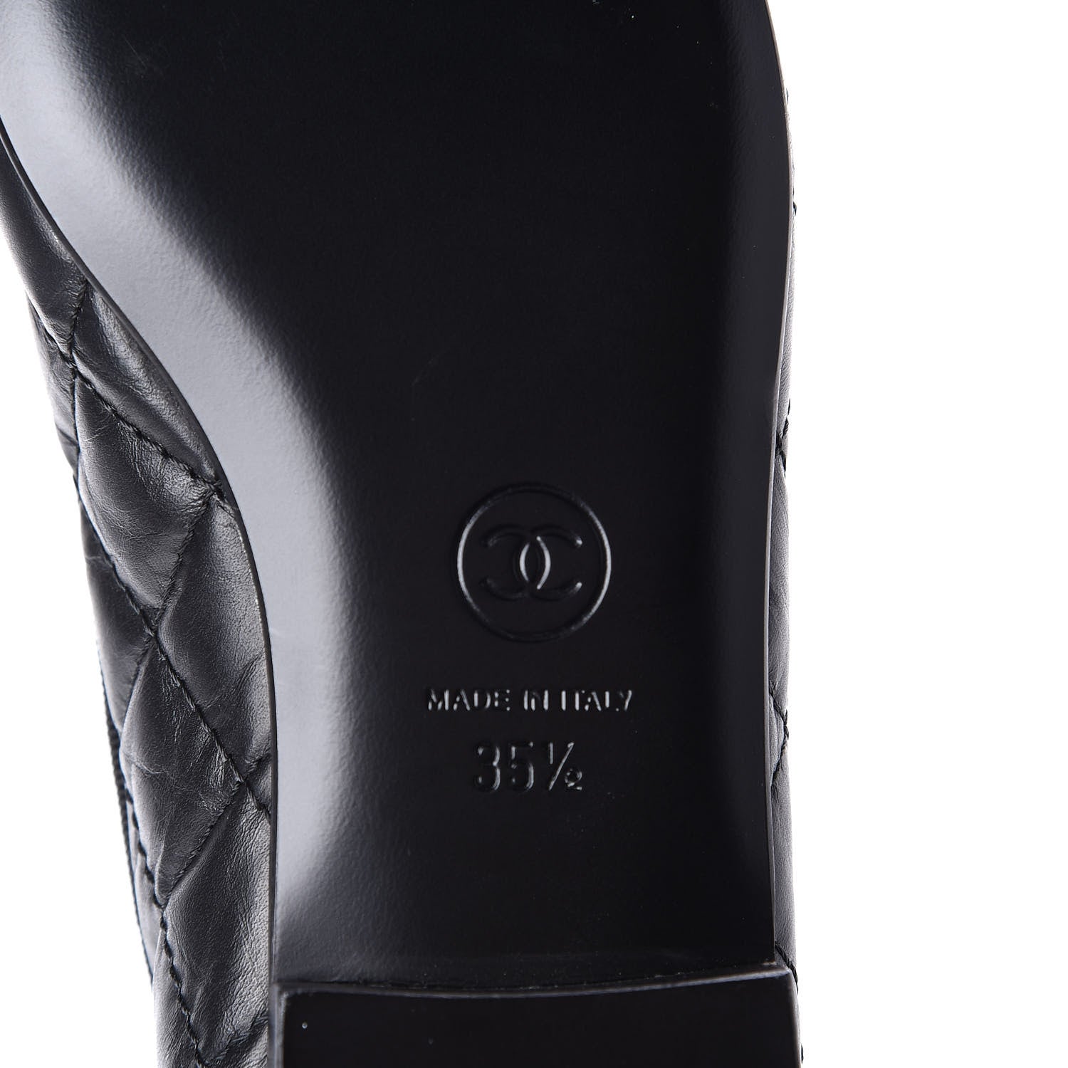 Chanel Aged Calfskin Quilted Cap Toe Ballerina Flats 35.5 Black 9 of 10