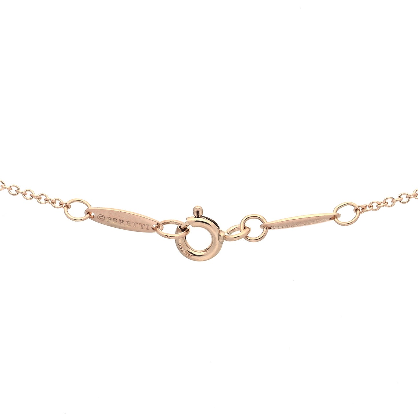 18K Rose Gold Diamond 11mm Elsa Peretti Open Heart Pendant Necklace