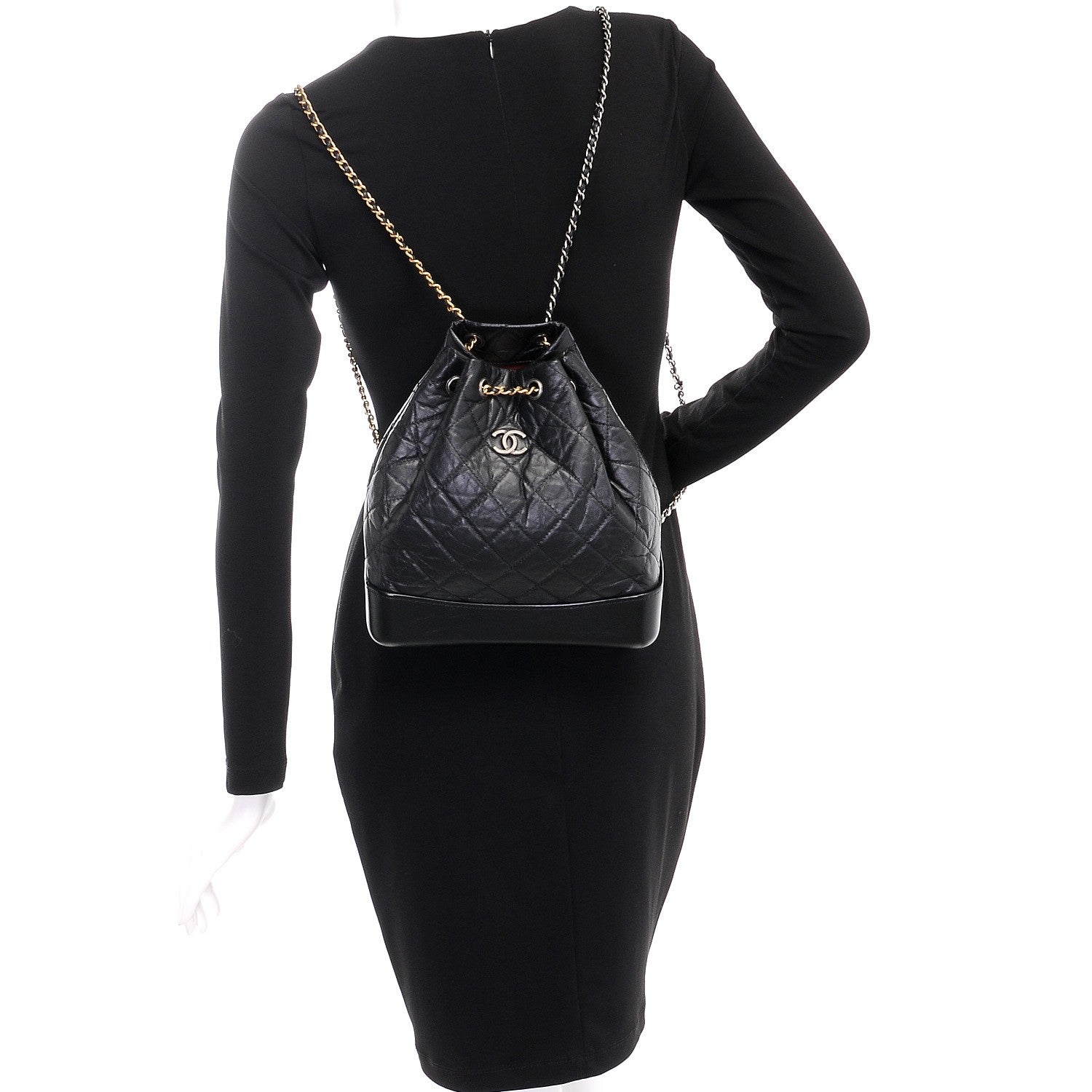 Chanel Aged Calfskin Quilted Gabrielle Backpack Black 2 of 8