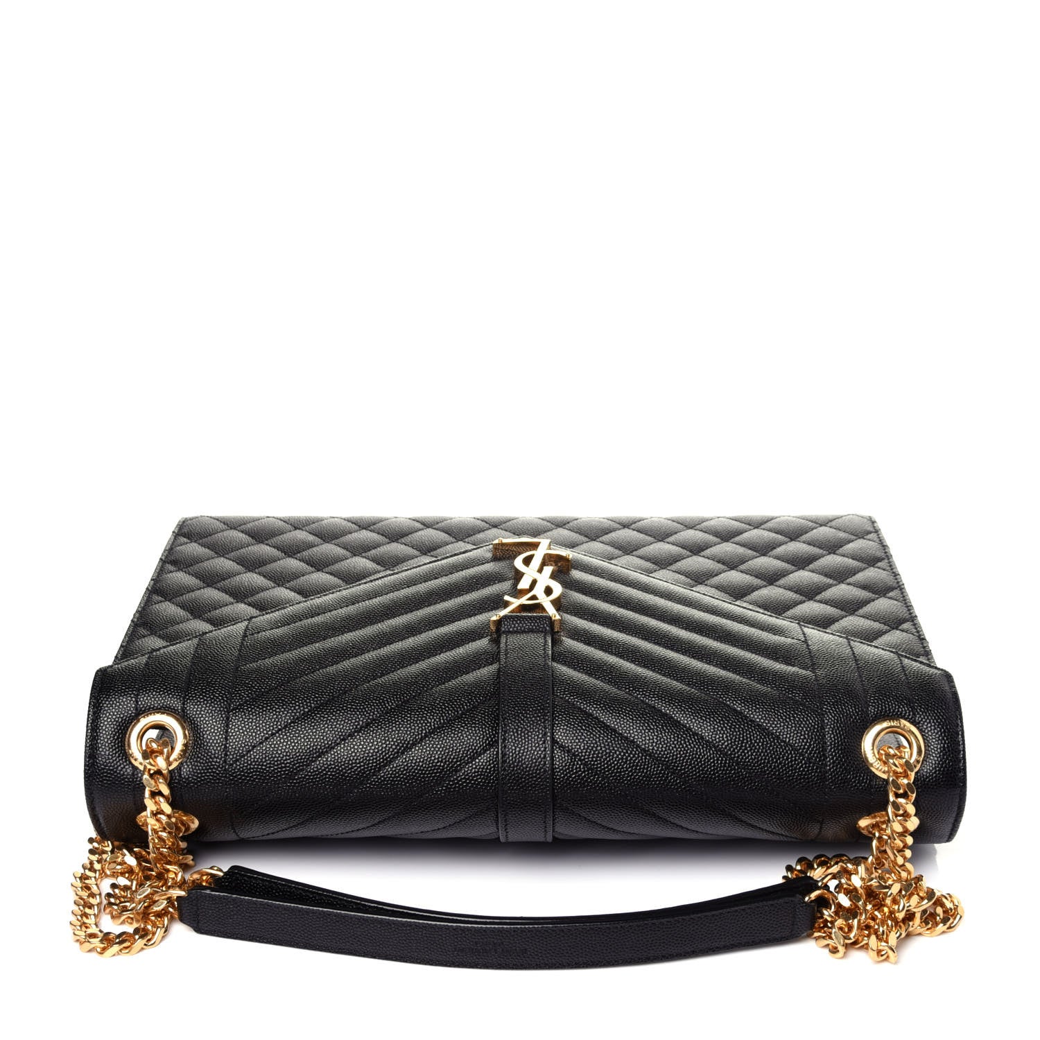 Saint Laurent Grain De Poudre Textured Mixed Matelasse Large Triquilt Monogram Satchel Black 11 of 13