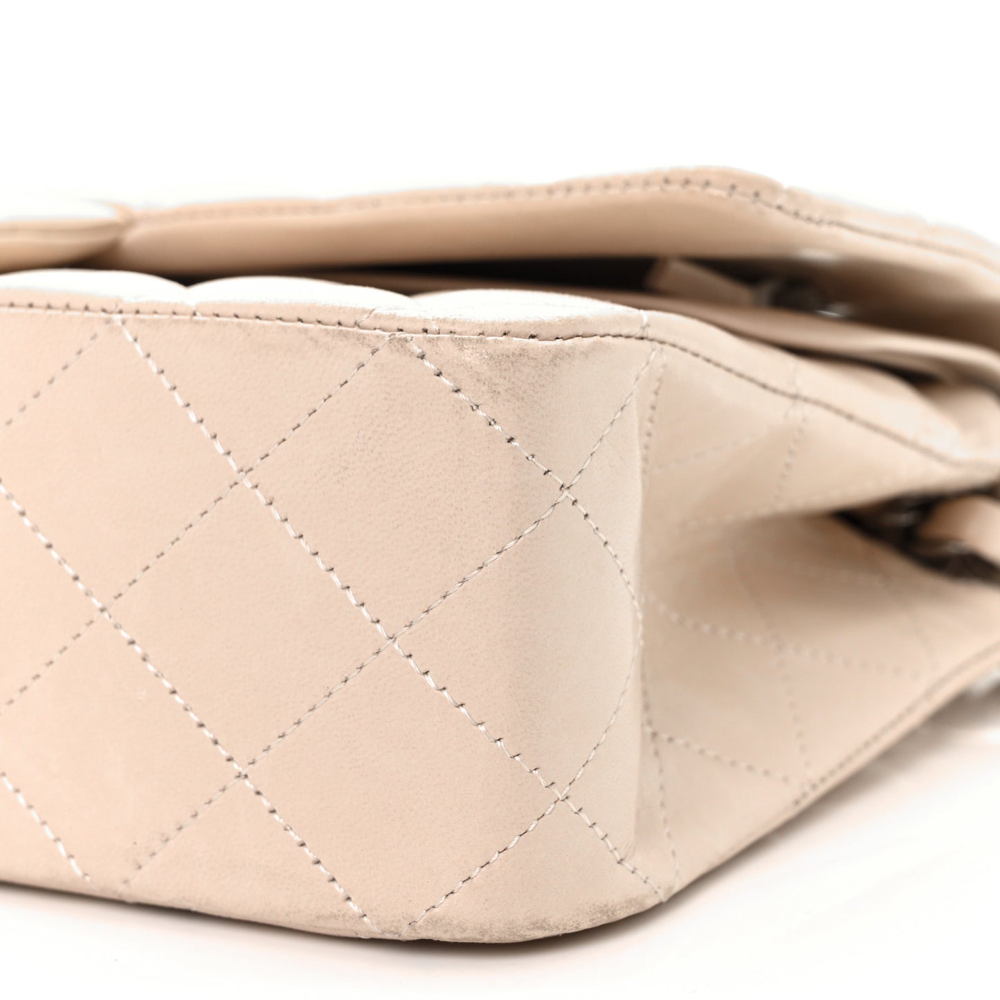 Lambskin Quilted Medium Double Flap Ivory