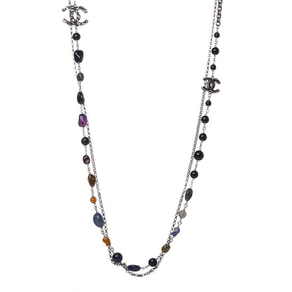 Chanel Beaded Enamel CC Long Necklace Ruthenium Multicolor 1 of 5