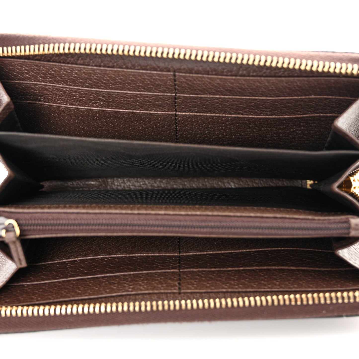 GG Supreme Monogram Web Ophidia Zip Around Wallet Brown