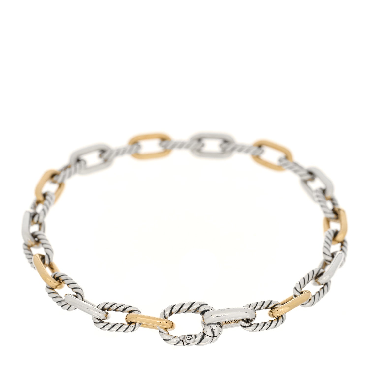 David Yurman Sterling Silver 18K Yellow Gold 5.5mm DY Madison Link Chain Bracelet 3 of 6