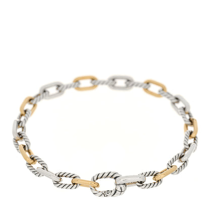 David Yurman Sterling Silver 18K Yellow Gold 5.5mm DY Madison Link Chain Bracelet 3 of 6