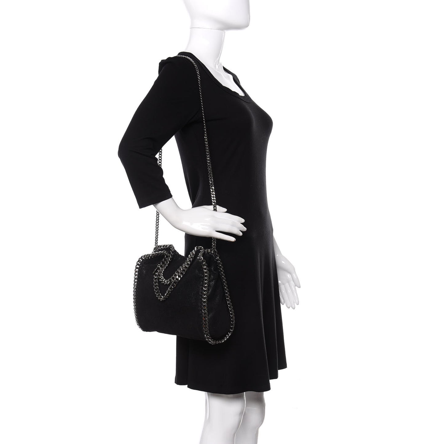 Shaggy Deer Mini Falabella Fold Over Tote Black