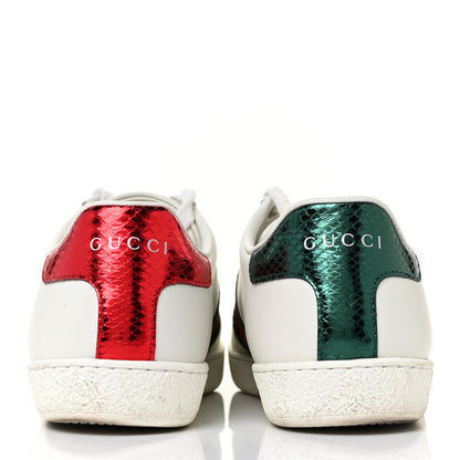 Gucci Calfskin Ayers Bee Embroidered Womens Ace Sneakers 36 White Green 5 of 10