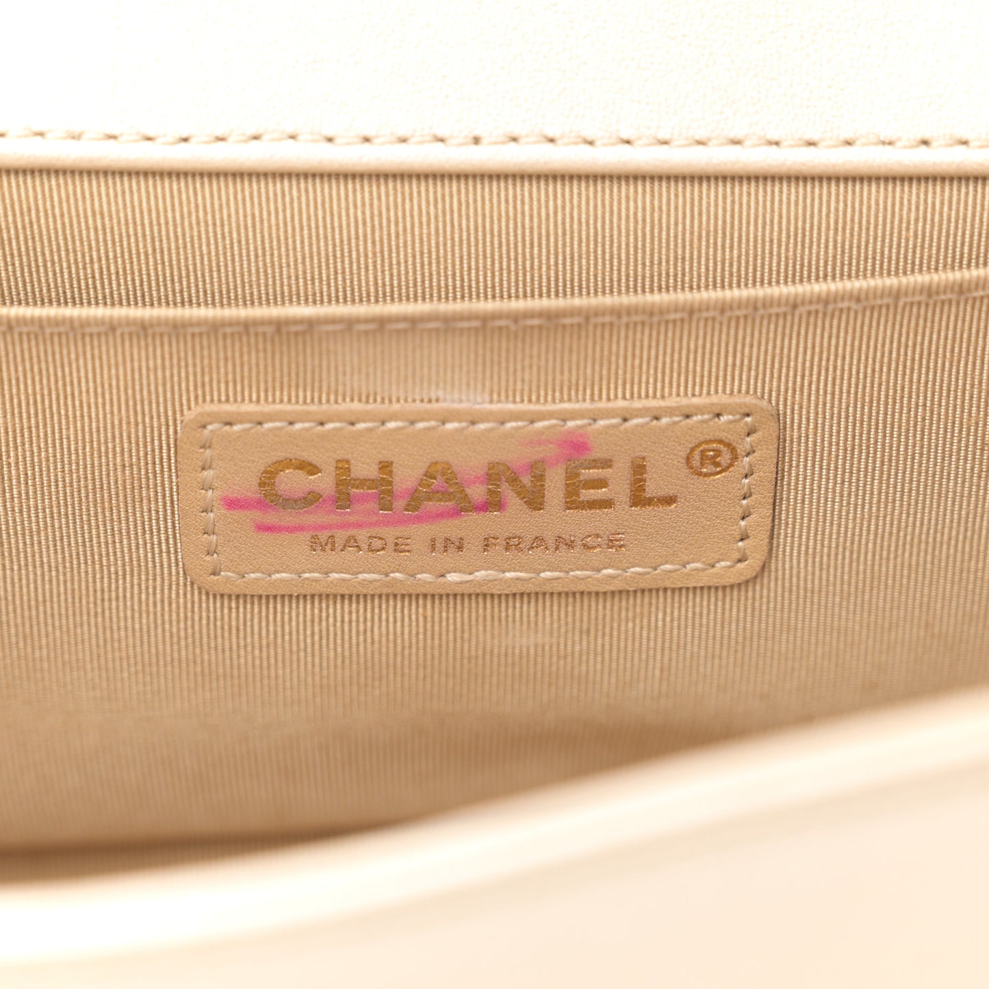Metallic Calfskin Braided Medium Boy Flap Beige Multicolor