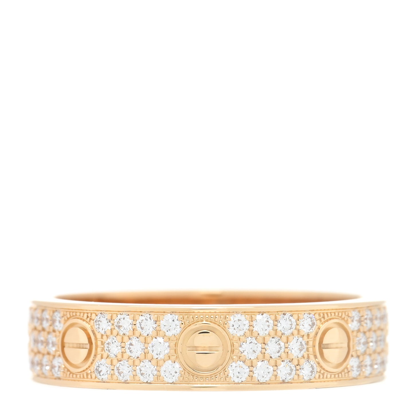 18K Yellow Gold Diamond 4mm LOVE Wedding Paved Band Ring 55 7.25