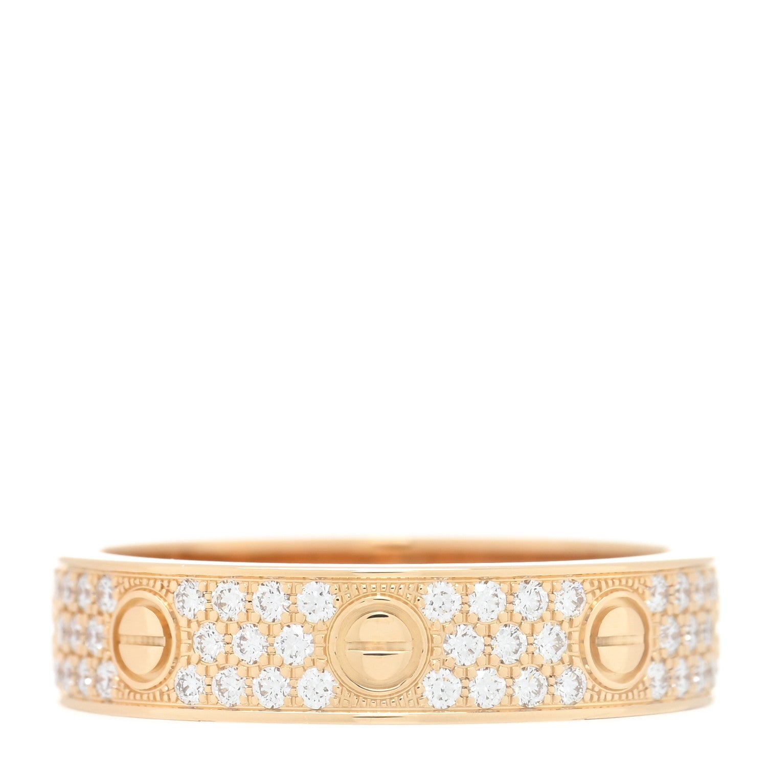 Cartier 18K Yellow Gold Diamond 4mm LOVE Wedding Paved Band Ring 55 7.25 1 of 5