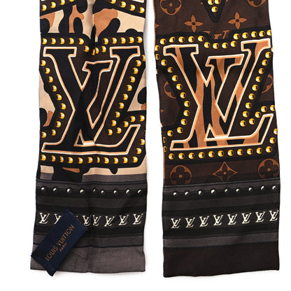 Louis Vuitton Silk Monogram LV World Bandeau Brown 2 of 3
