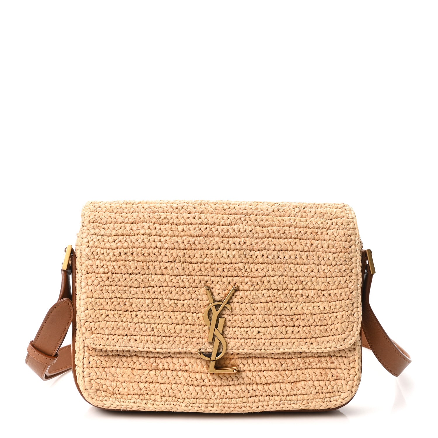 Saint Laurent Raffia Calfskin Monogram Medium Niki Chain Satchel Naturale Brick 1 of 9