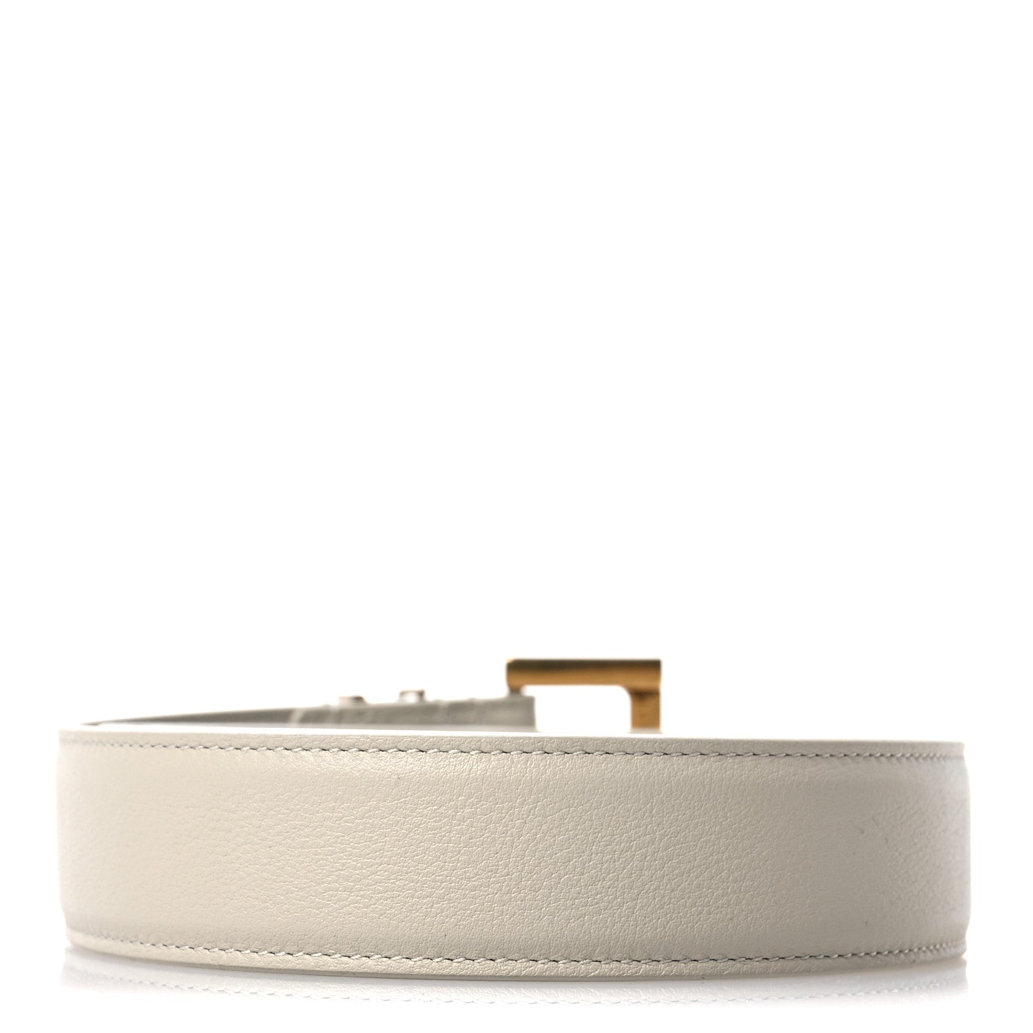 Saint Laurent Smooth Calfskin Monogram Square Buckle Belt 85 Crema Soft 2 of 5