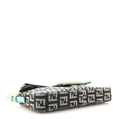 Fendi Zucchino Mini Baguette Navy Turquoise 4 of 9