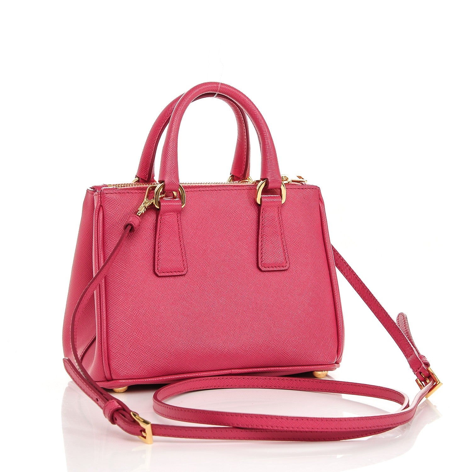 Prada Saffiano Lux Micro Galleria Double Zip Tote Peonia 3 of 7