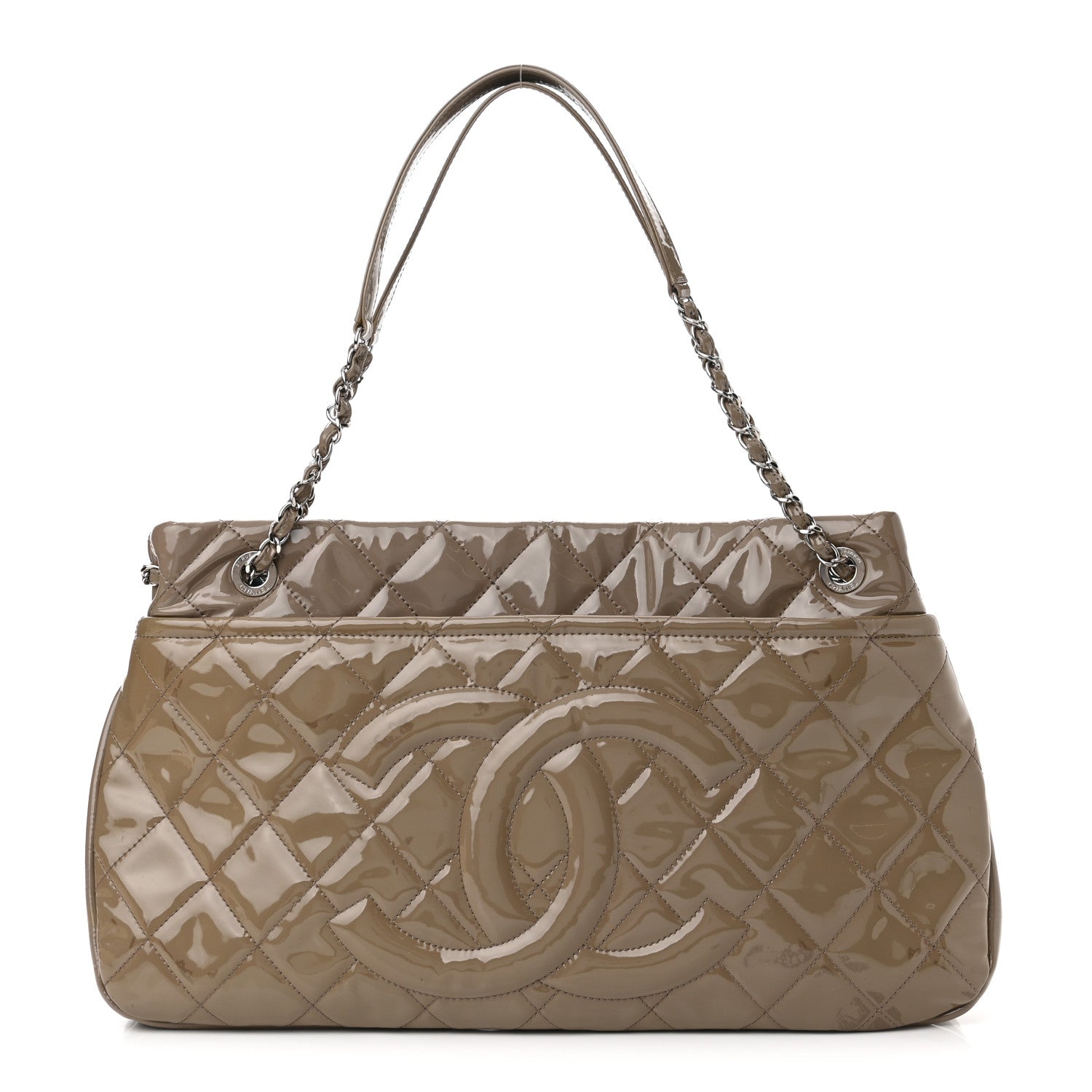 Chanel Patent Quilted Timeless CC Soft Tote Beige 1 of 15
