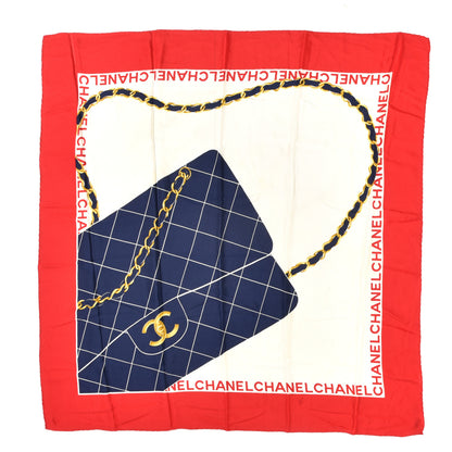 Chanel Silk CC Square Scarf Red White Blue 1 of 3