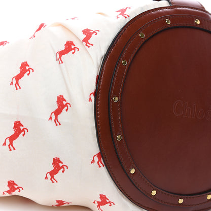 Chloe Smooth Calfskin Raffia Little Horses Medium Panier Basket White Red 6 of 8