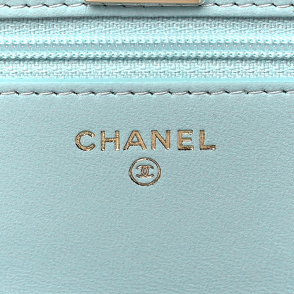 Chanel Lambskin Quilted Trendy CC Wallet On Chain WOC Light Blue 6 of 11