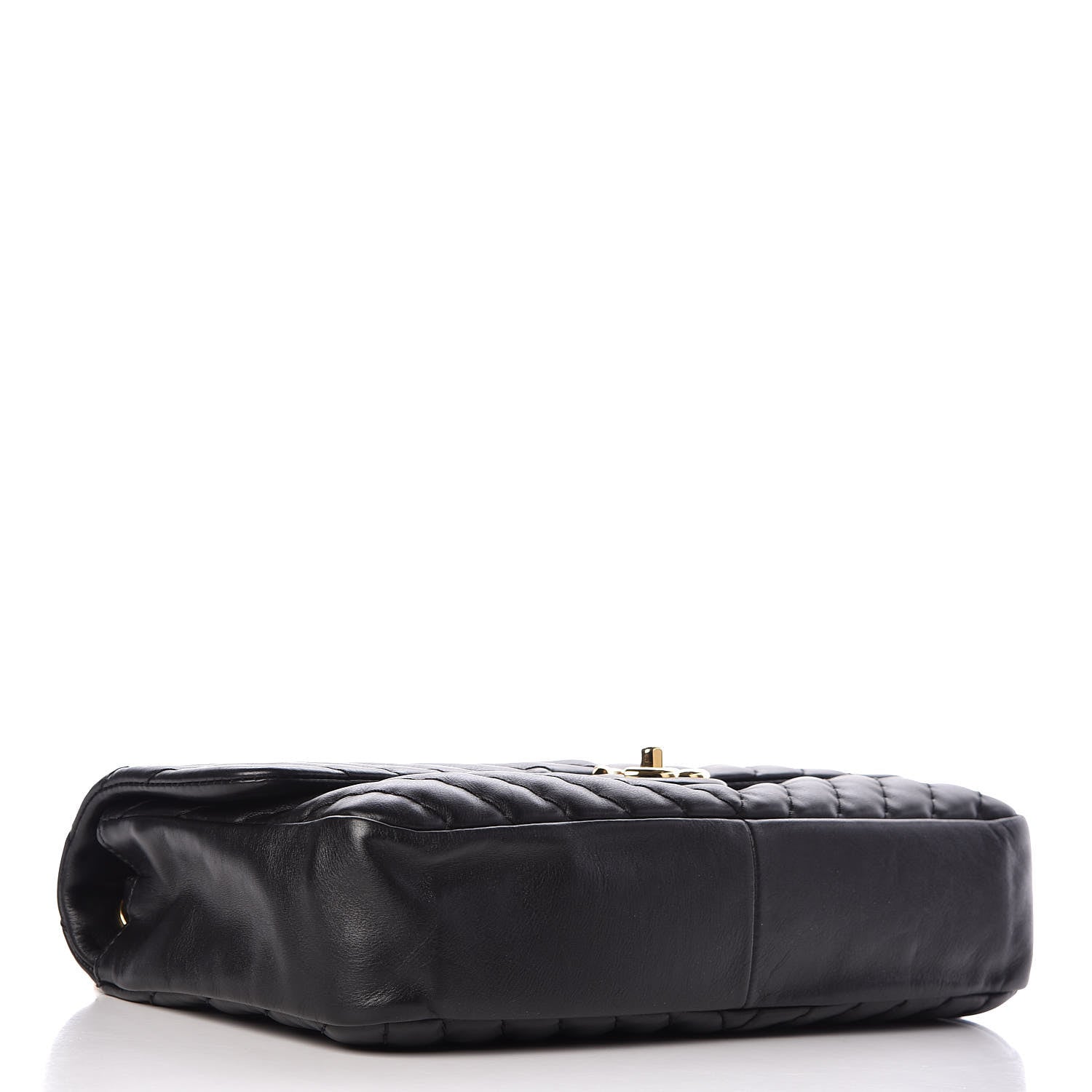 Chanel Calfskin Surpique Chevron Large Flap Black 4 of 10