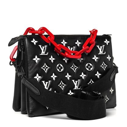 Louis Vuitton Lambskin Embossed Monogram Coussin PM Black White 2 of 7