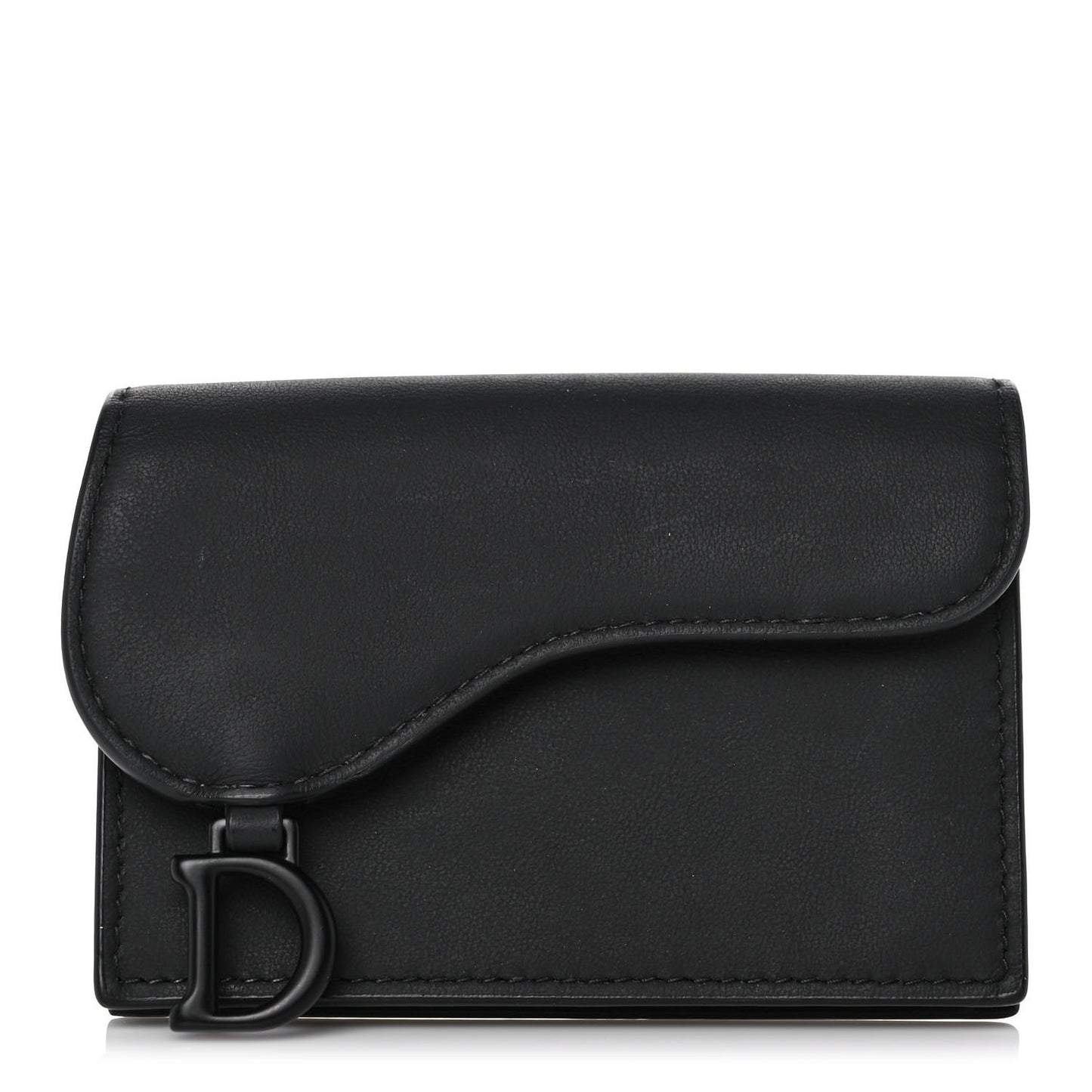 Ultra Matte Calfskin Saddle Card Holder Black