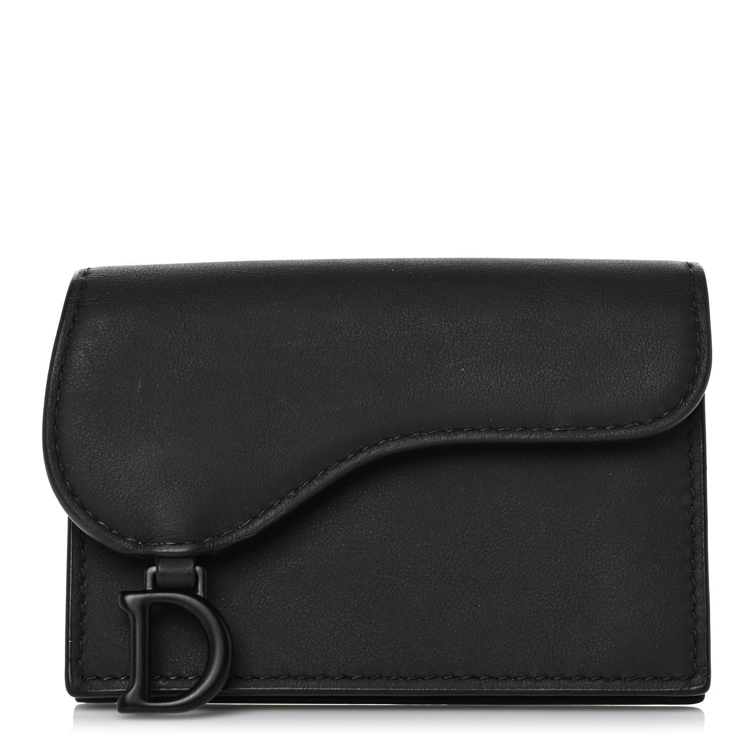 Christian Dior Ultra Matte Calfskin Saddle Card Holder Black 1 of 11