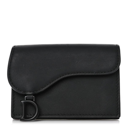 Christian Dior Ultra Matte Calfskin Saddle Card Holder Black 1 of 11