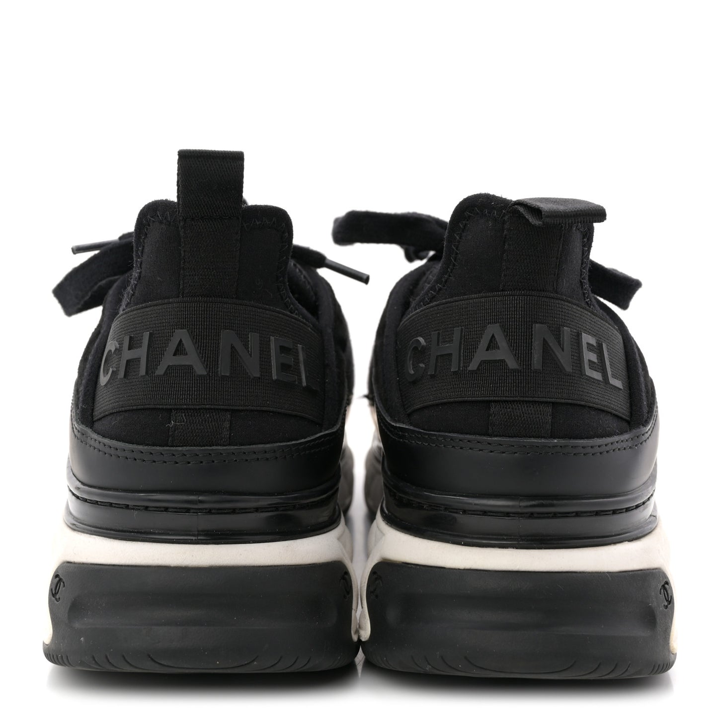 Velvet Calfskin Mixed Fibers CC Sneakers 40 Black