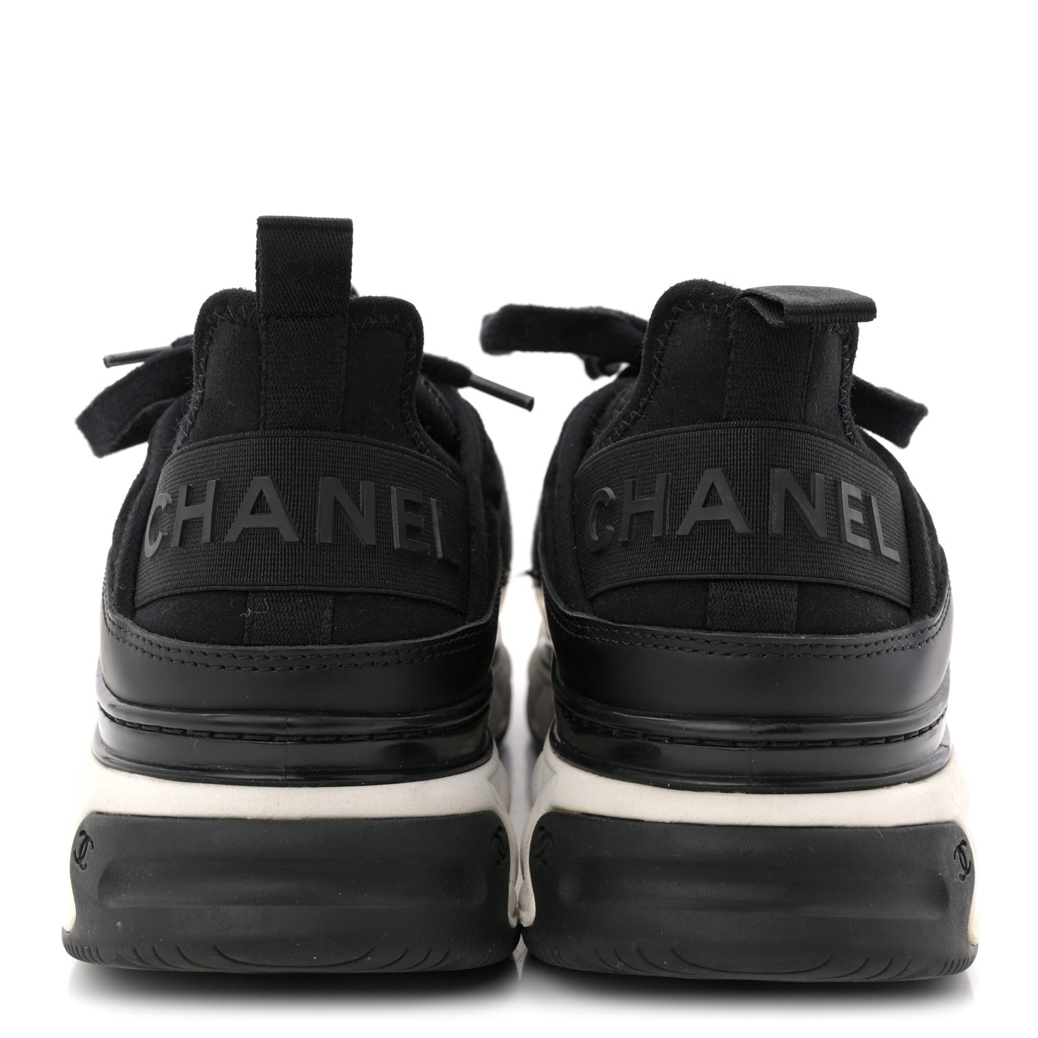 Chanel Velvet Calfskin Mixed Fibers CC Sneakers 40 Black 6 of 12