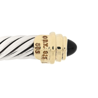 David Yurman Sterling Silver 14K Yellow Gold Black Onyx 5mm Cable Classics Petite Color Bracelet 3 of 3
