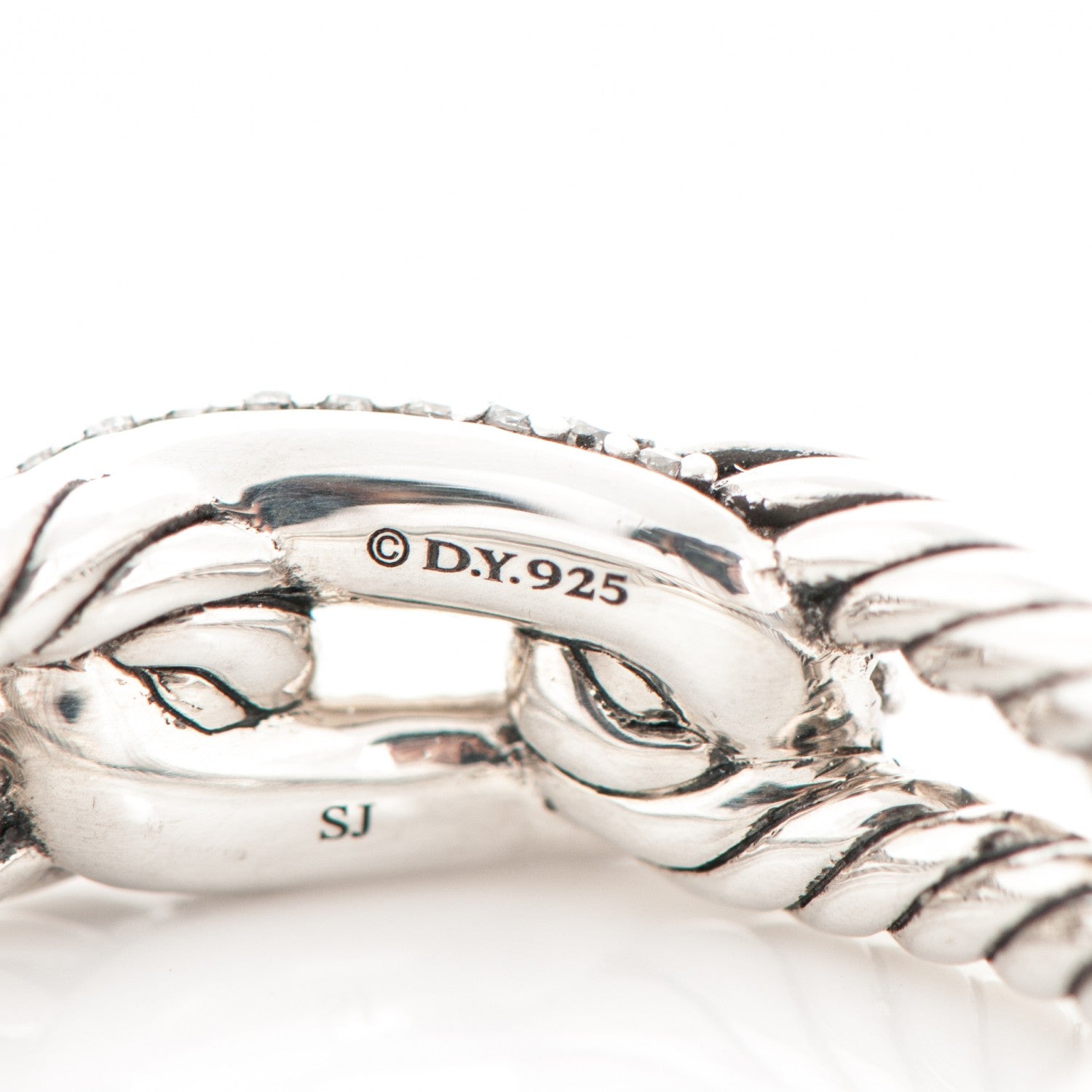 David Yurman Sterling Silver Diamond Petite Loop Labyrinth Ring 54 7 5 of 5