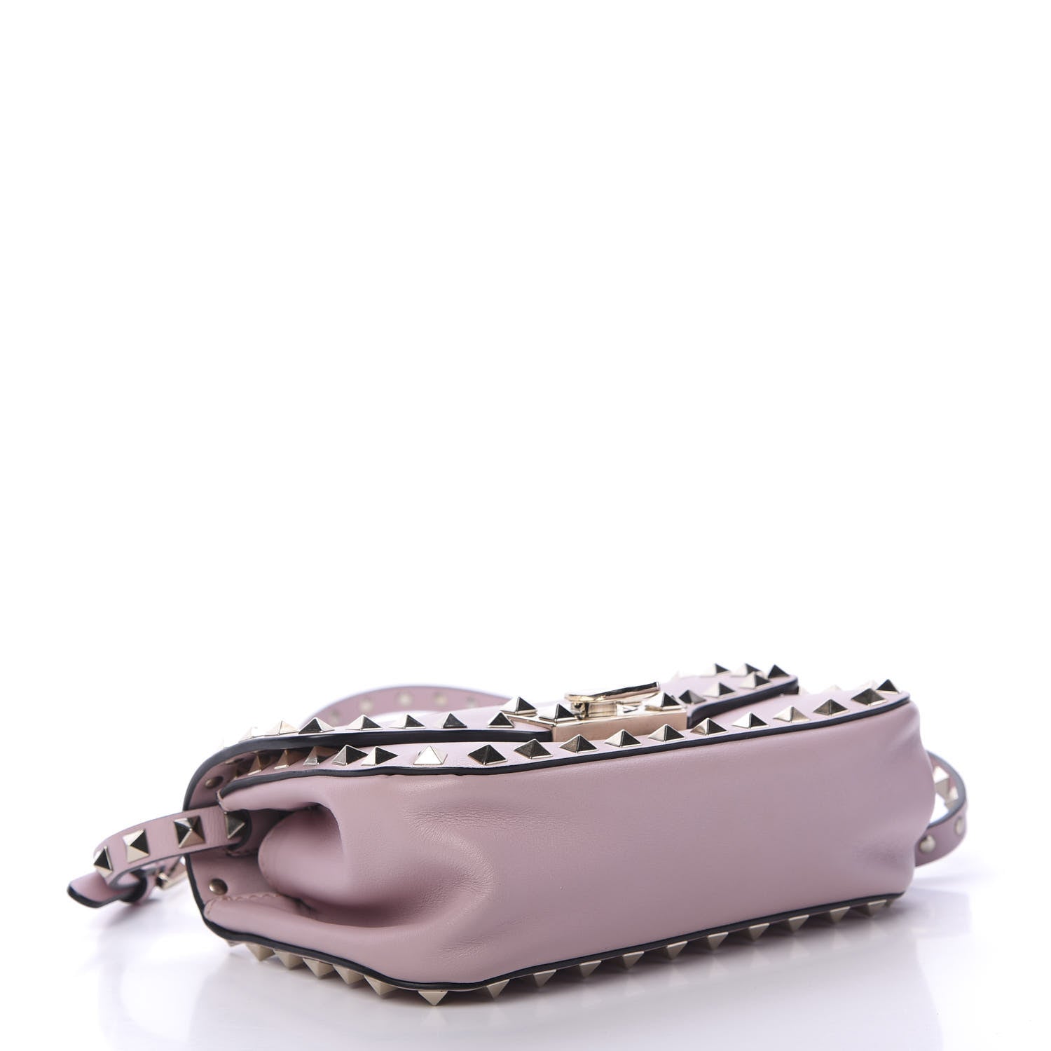 Valentino Garavani Vitello Mini Rockstud Flap Saddle Crossbody Bag Water Rose 3 of 9
