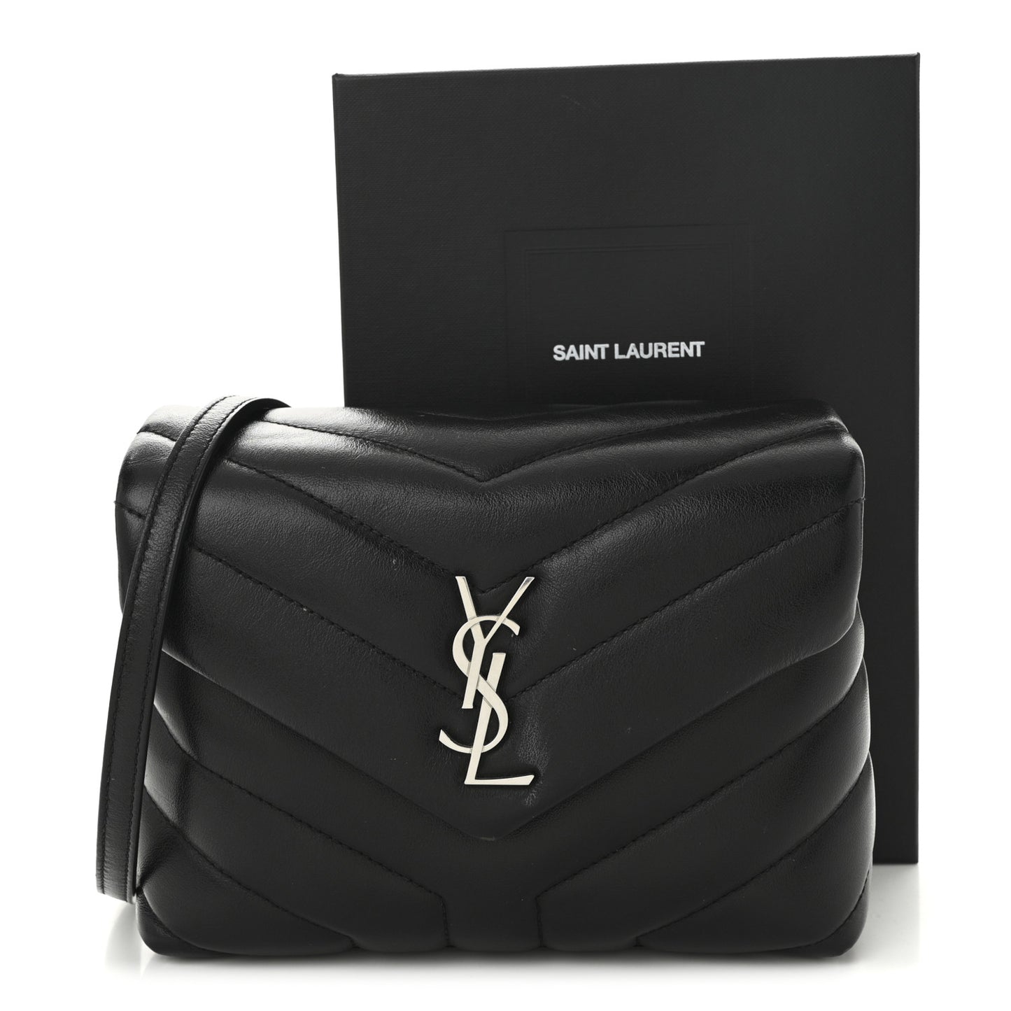 Calfskin Y Quilted Monogram Toy Loulou Crossbody Bag Black