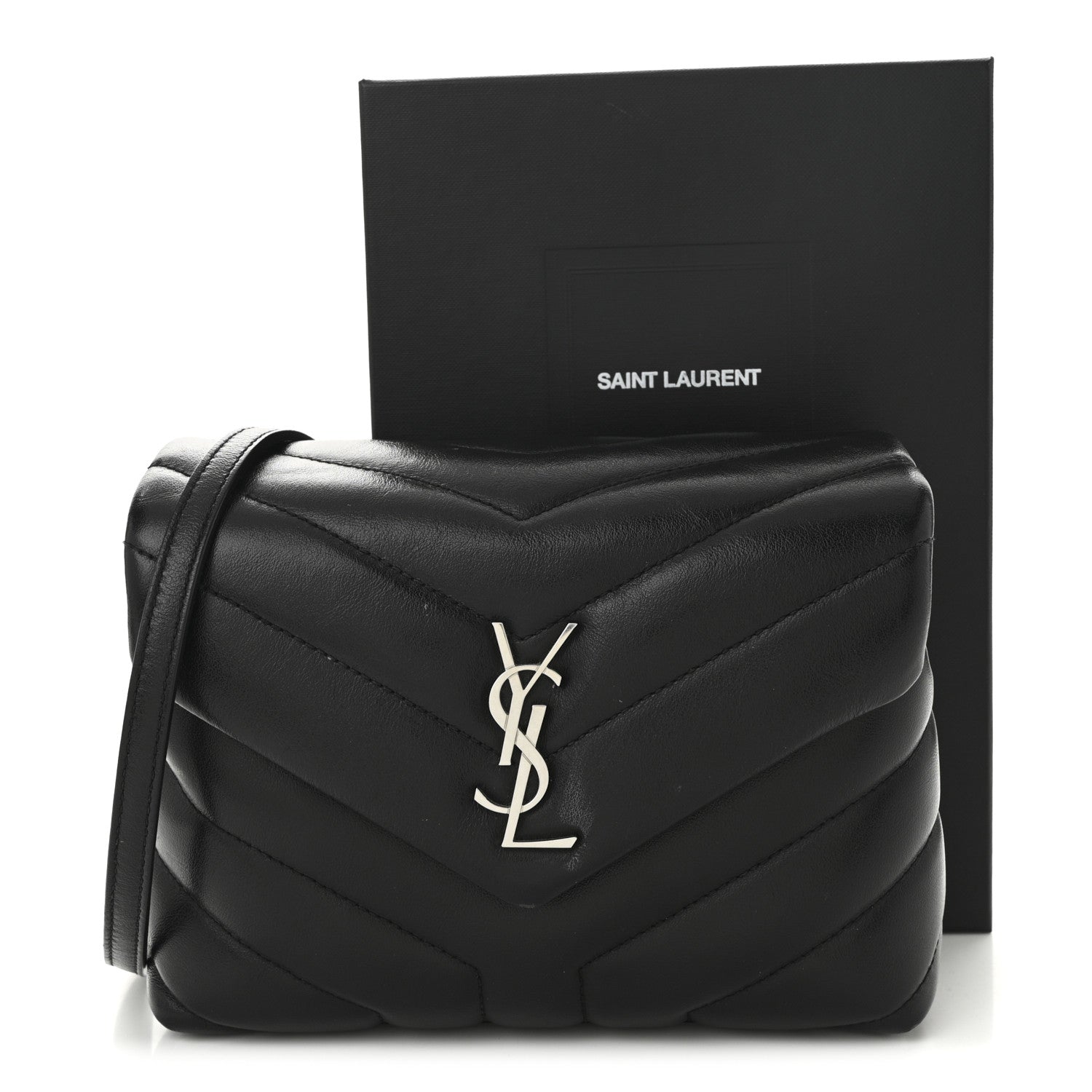 Saint Laurent Calfskin Y Quilted Monogram Toy Loulou Crossbody Bag Black 12 of 12