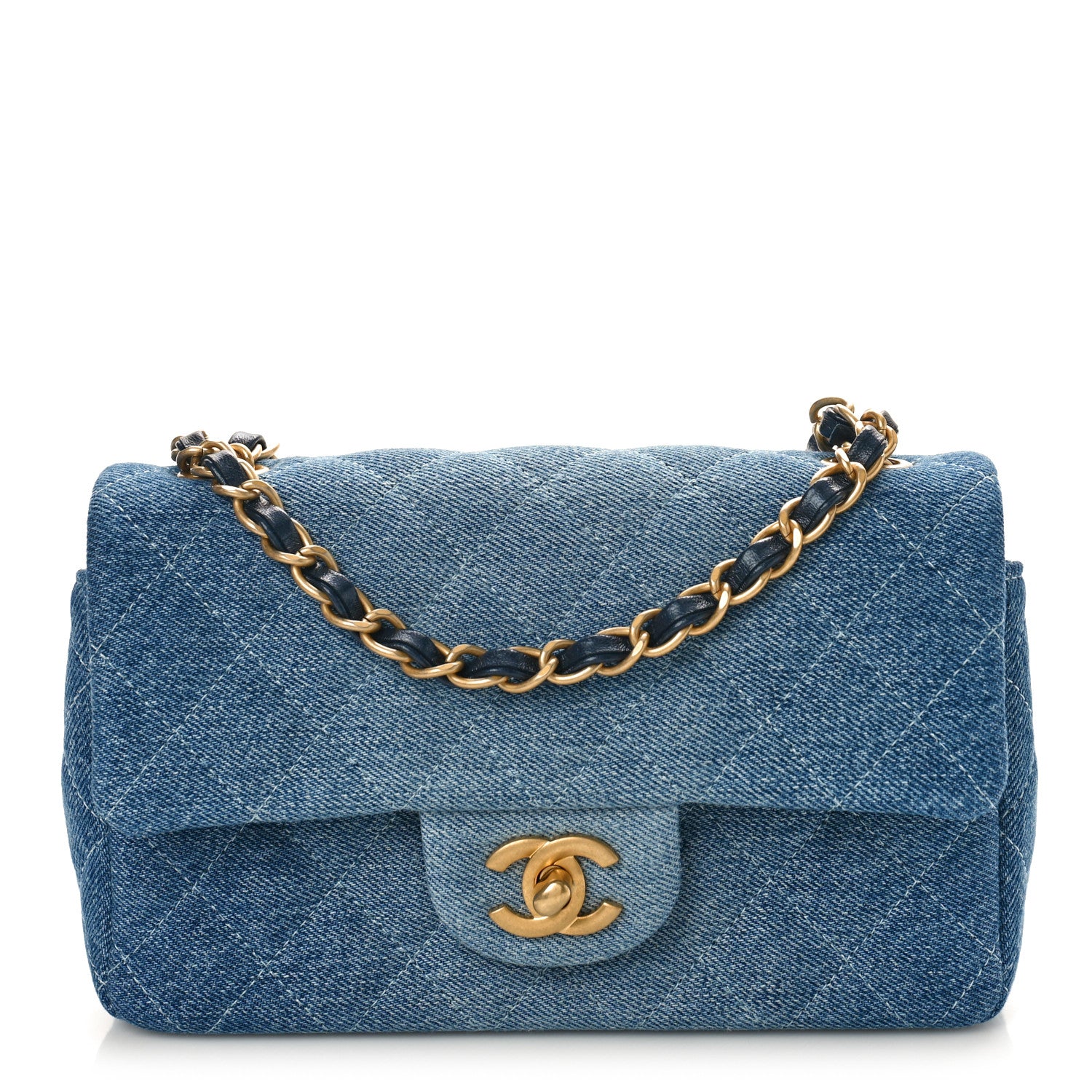 Chanel Washed Denim Quilted Mini Rectangular Flap Blue 1 of 9
