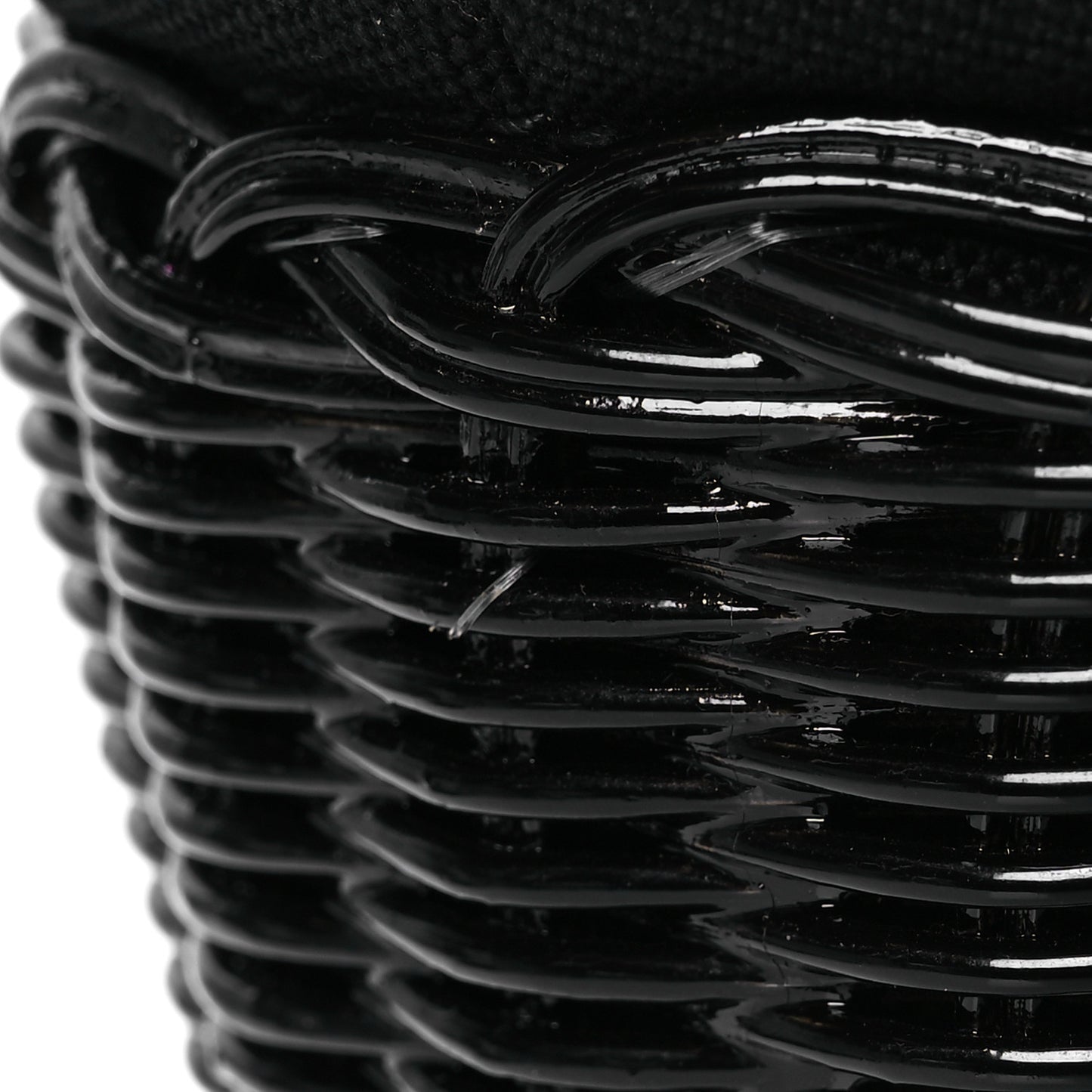 Wicker Canvas Shoulder Bag Black