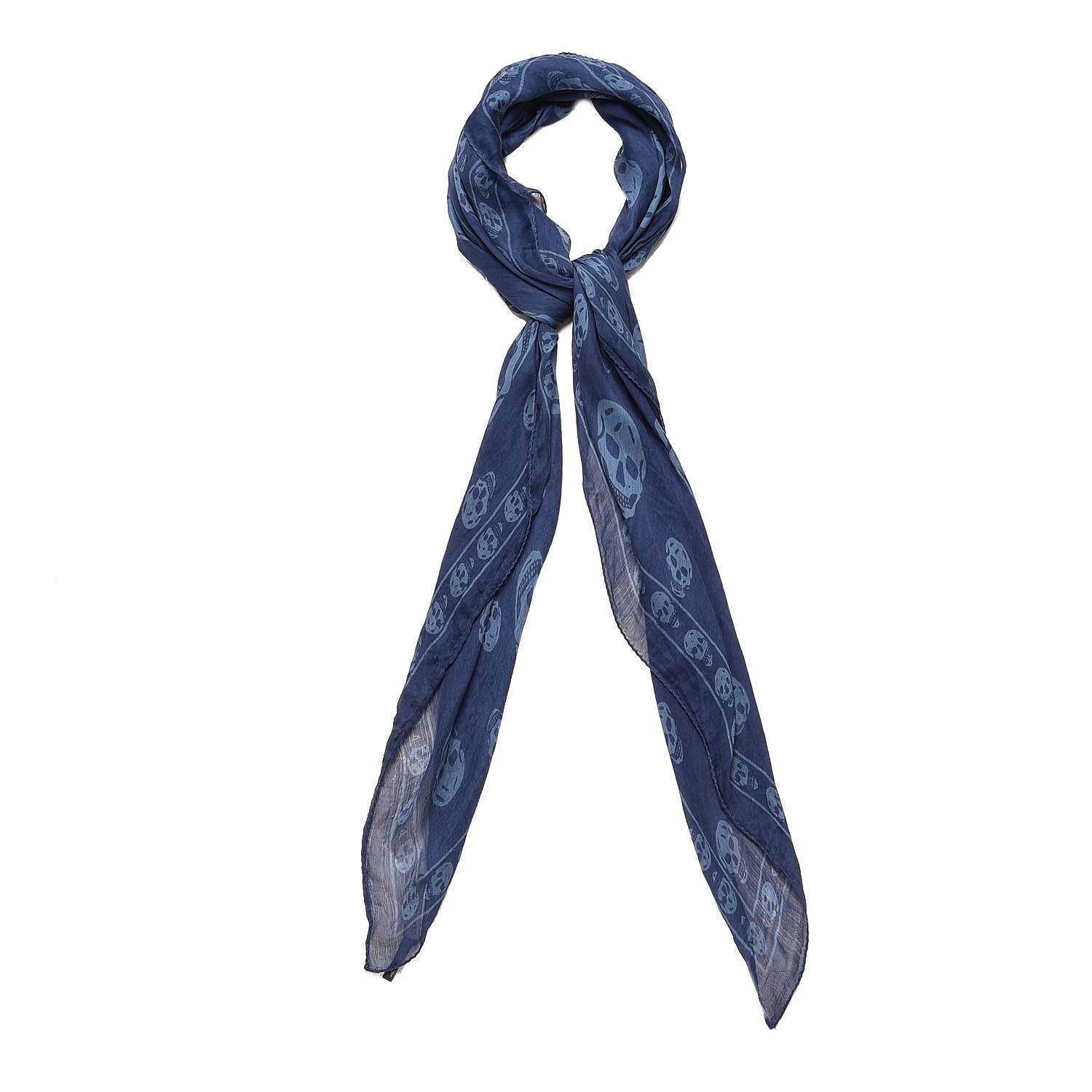 Alexander McQueen Silk Chiffon Skull Scarf Blue 4 of 4