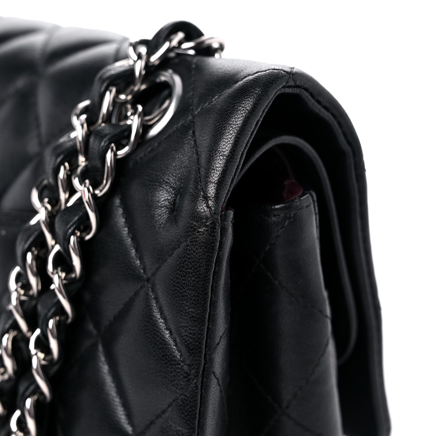 Lambskin Quilted Medium Double Flap Black