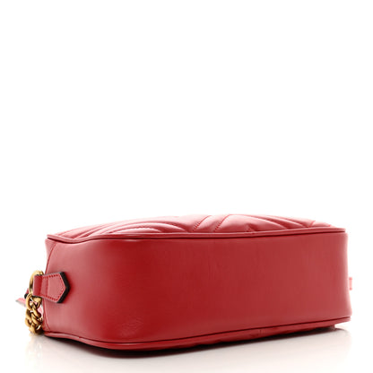 Gucci Calfskin Matelasse Small GG Marmont Chain Shoulder Bag Hibiscus Red 4 of 10