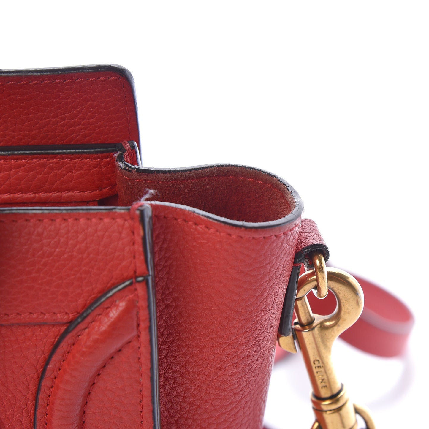 Drummed Calfskin Nano Luggage Red
