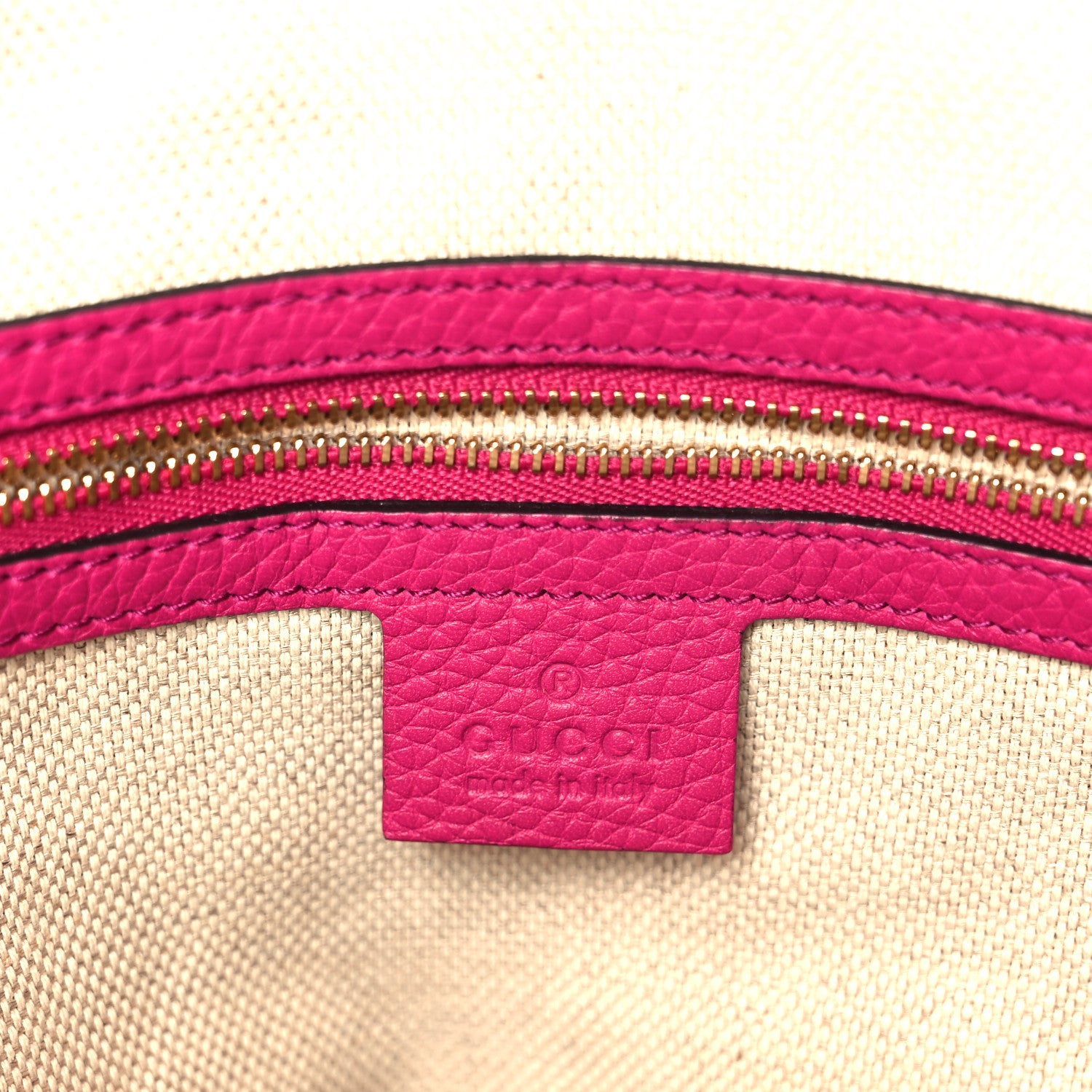 Gucci Pebbled Calfskin Small Soho Top Handle Bag Bright Bougainvillea 6 of 11