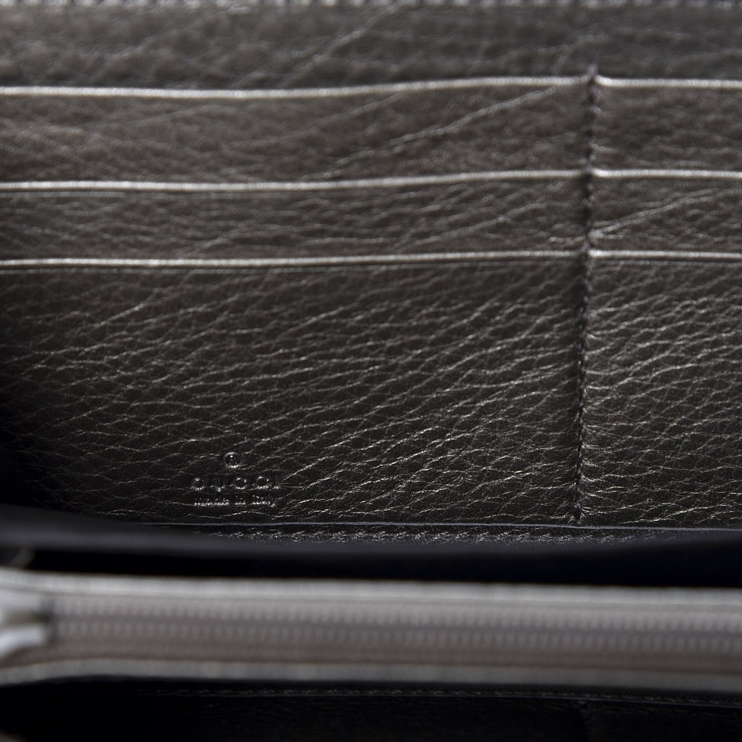 Metallic Pebbled Calfskin Soho Zip Around Wallet Sasso