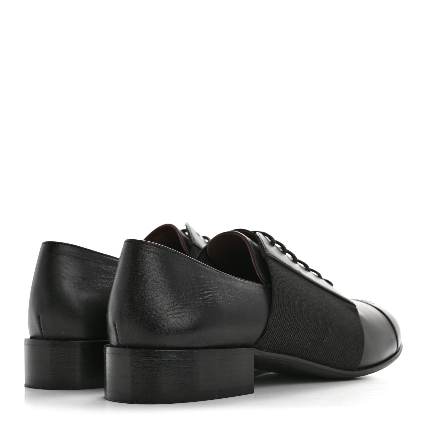 Chanel Calfskin Elastic Lace Up Cap Toe CC Loafers 38.5 Black 5 of 11