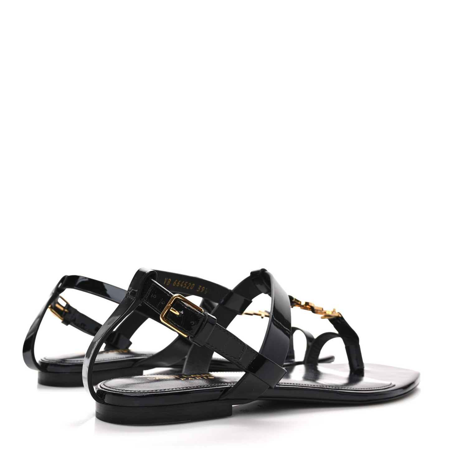 Patent Calfskin Cassandra Monogram Sandals 39.5 Black