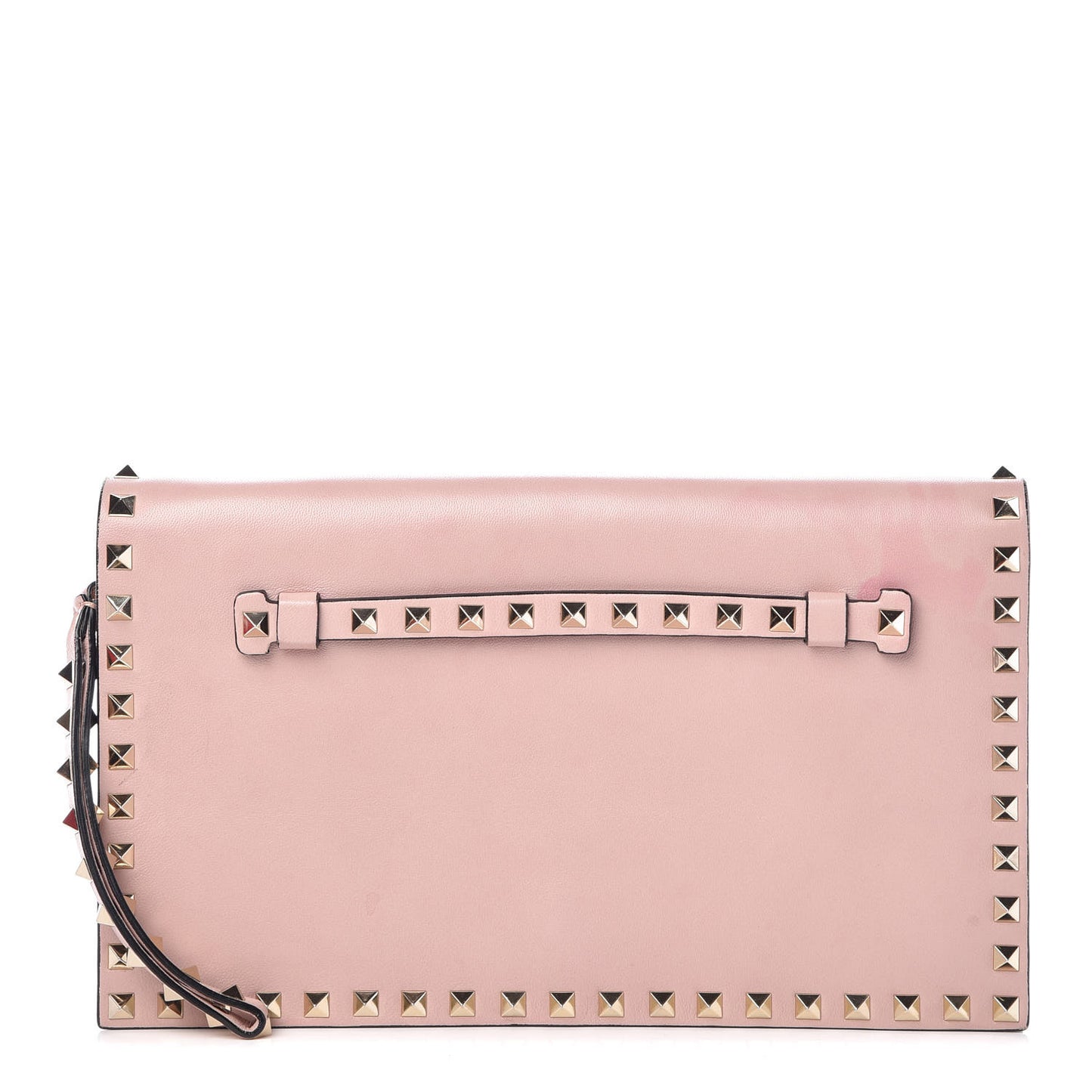 Nappa Rockstud Wristlet Clutch Water Rose