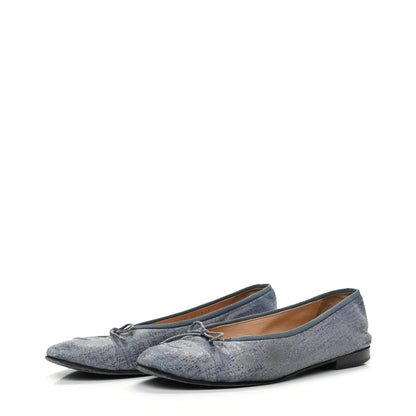 Chanel Iridescent Calfskin Cap Toe CC Ballerina Flats 39.5 Blue 3 of 12