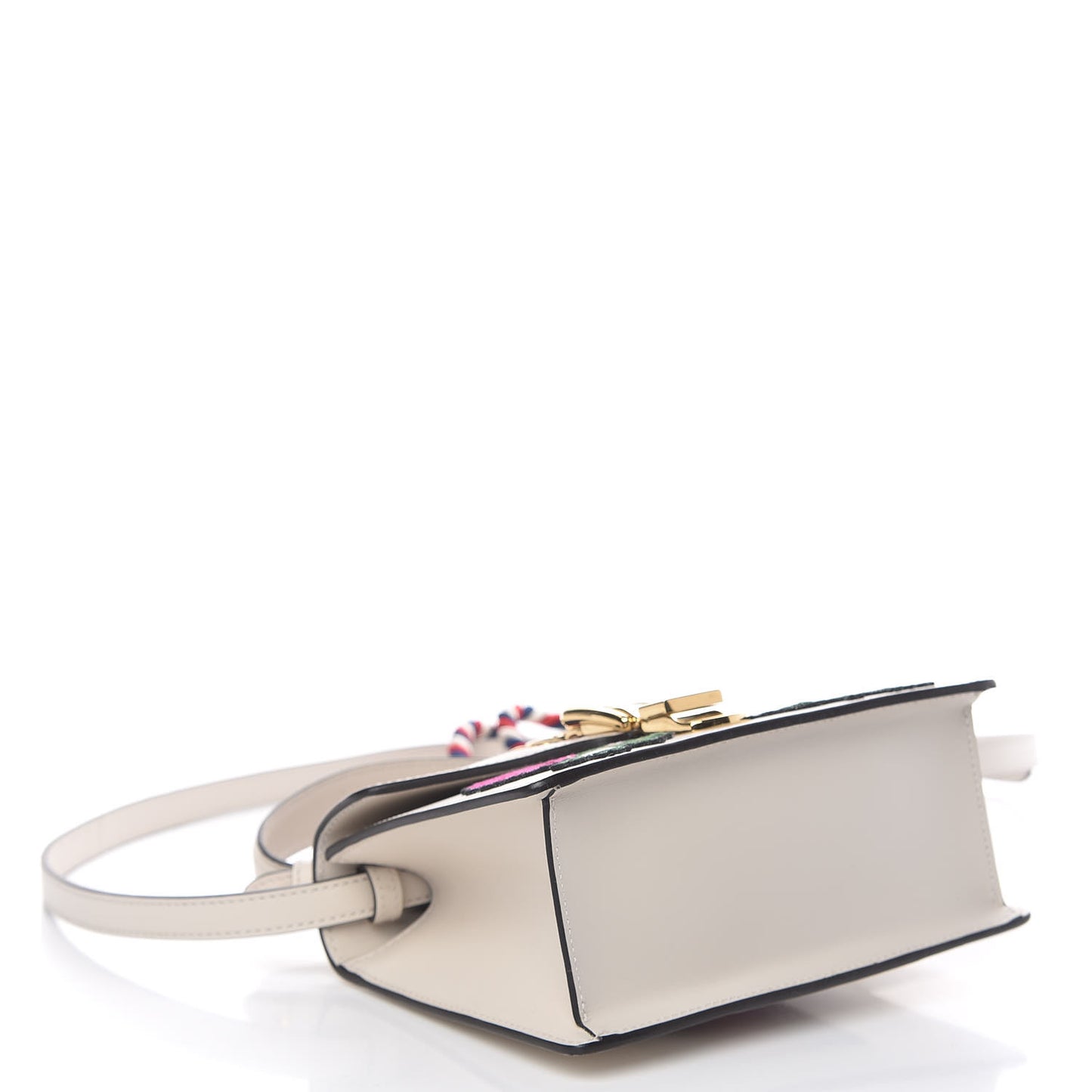 Calfskin Embroidered Mini Sylvie Top Handle Bag White
